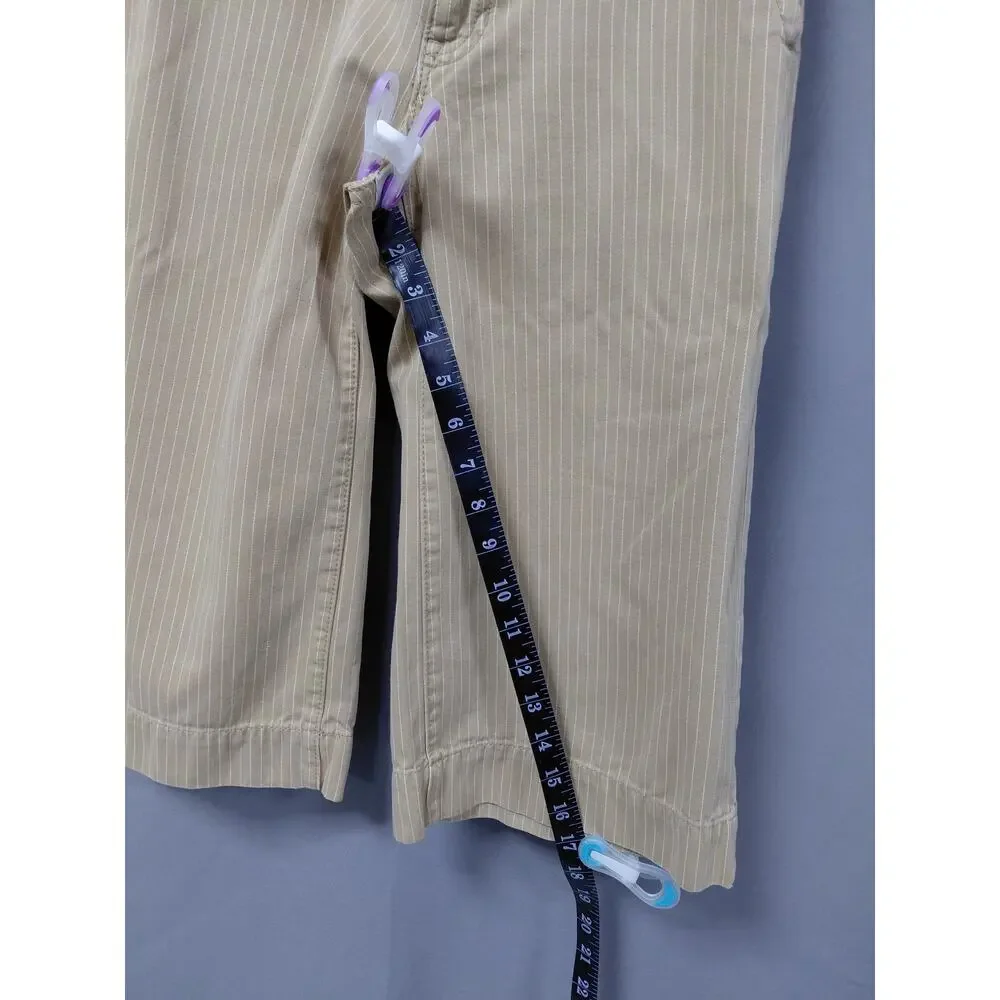 Gap Low Rise Cropped Beige Pocket Pinstripe Capri Pants Women Size 1